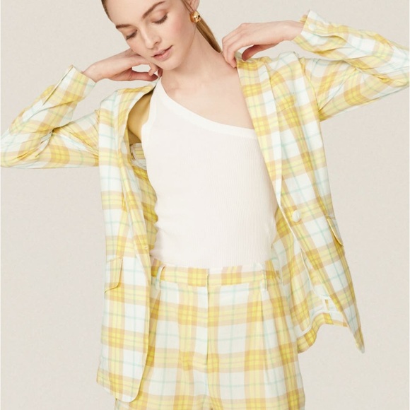 rag & bone Yellow Plaid Blazer and Short SET size 4 - Picture 2 of 5